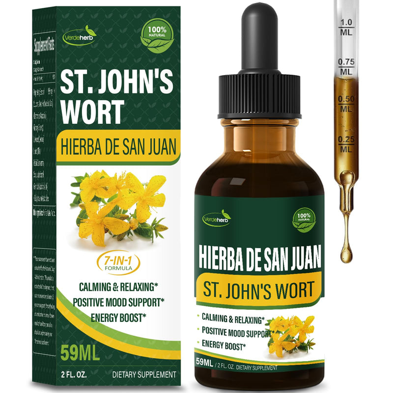 [Australia] - St John's Wort Herb (Hierba de San Juan) Drops for Mood Support, Calming & Relaxing, Energy Boost Supplement with Hypericum Perforatum Chamomile Ginseng Extract. Suplemento para Estres. 2oz Original 2 Fl Oz (Pack of 1) 