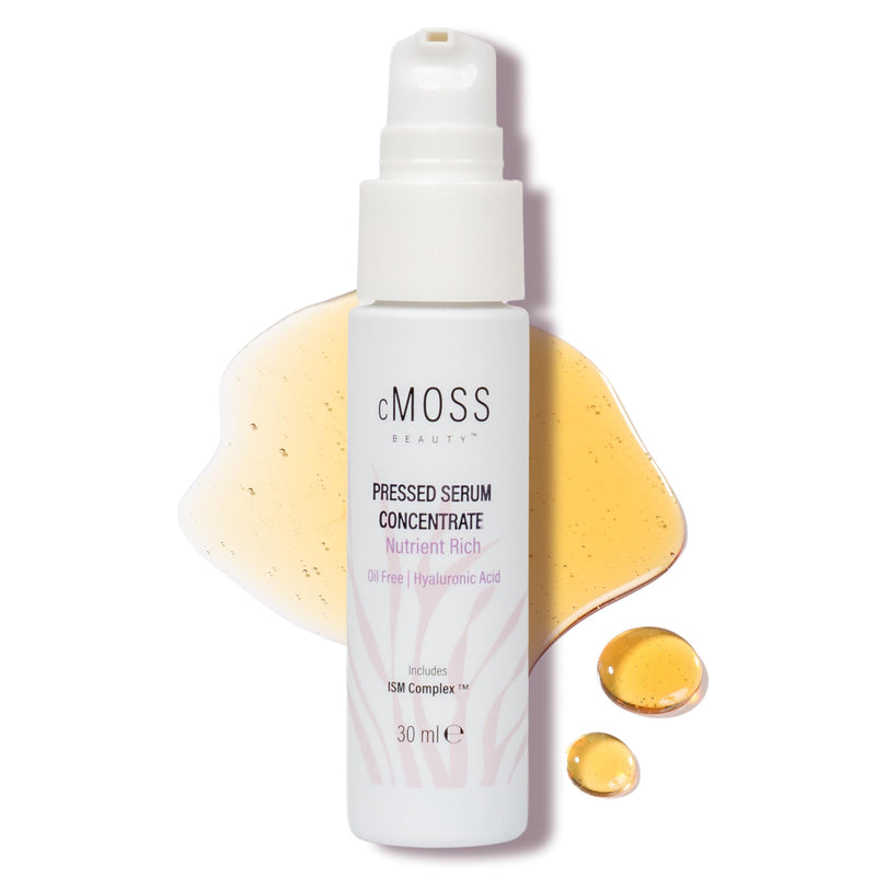 Sea Moss Infused Pressed Serum Concentrate with Hyaluronic Acid, Oil-Free, Vegetable Ceramides, and Vitamins A,C,E to Plump and Tighten Skin – Anti-Age for All Skin Types