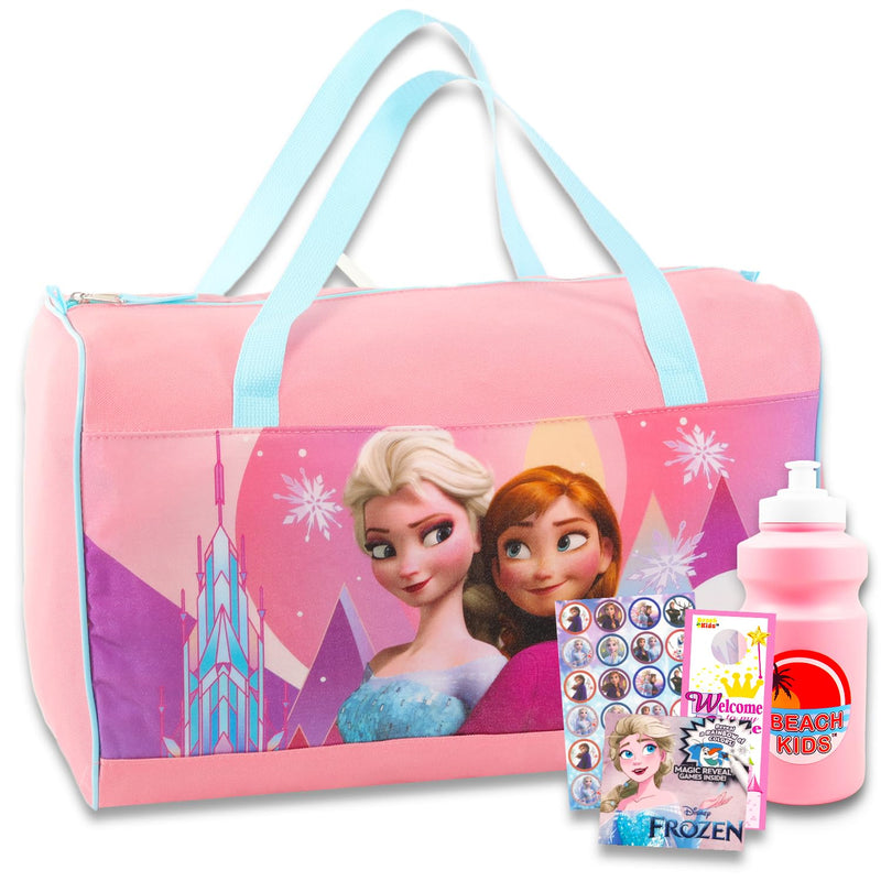 Disney Frozen Travel Bags for Kids - Bundle with Frozen Duffle Bag, Water Bottle, Play Pack, Stickers, and More | Frozen Bag Set for Girls