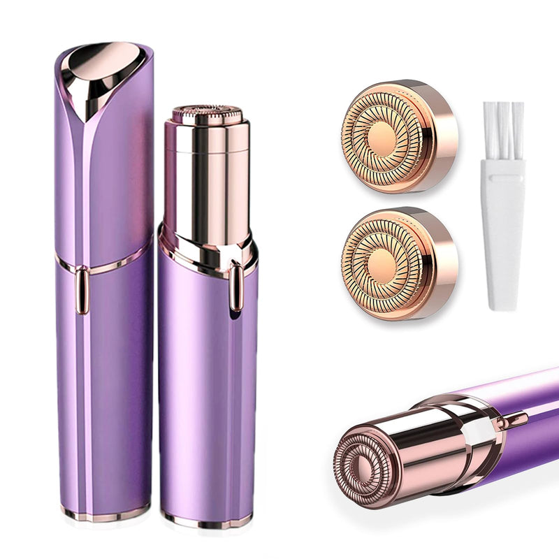 Battery Powered Facial Hair Remover for Women Lips, Chin, Neck, and Cheeks - Gentle and Pain with 2-pc Replacement Heads and 1 Battery 2 Heads+Purple(Battery) 4