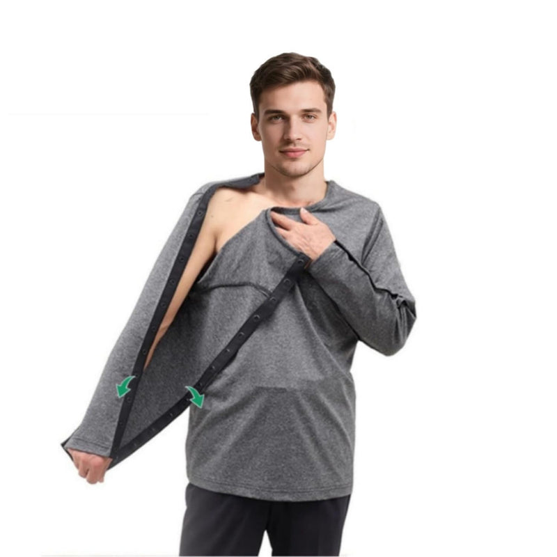 [Australia] - Unisex Bedridden Patient Clothing,Disability Clothing with Fully Open on Both Sides,Patient Nursing Long Sleeves,for Home Care,Post Surgery,Elderly(Man,Grey,M) Gray Medium 