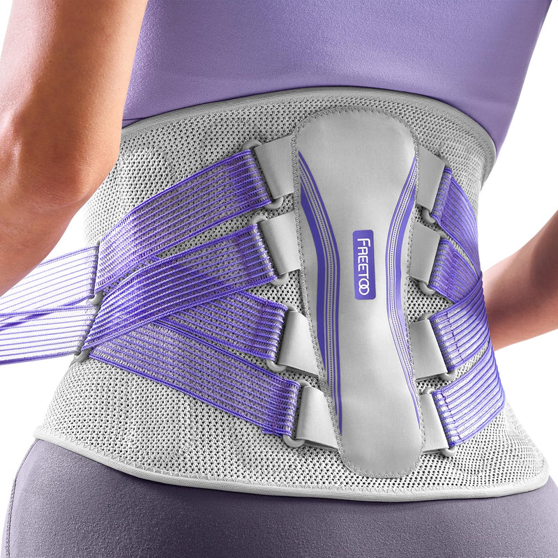 [Australia] - FREETOO Back Brace for Lower Back Pain Women with Bionic Support System, Adjustable Knitted Lumbar Support Belt, Breathable Mesh Design with Lumbar Pad,for Herniated Disc,Sciatica,Scoliosis Maximum Level Lumbar Support Medium 