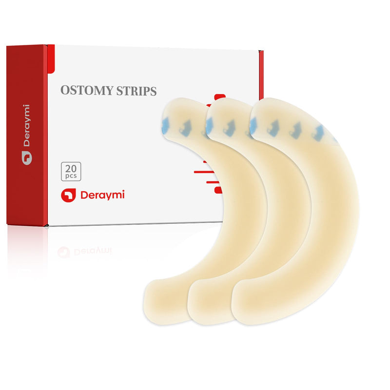 [Australia] - DERAYMI 20 PCS Ostomy Barrier Strips, 2 MM Thickness Elastic Colostomy Tape to Stop Leaks, Latex-Free Medical Grade Hydrocolloid Skin Flange Extenders Stoma for Colostomy Ileostomy Bags Pouches Thick version 20PCS 