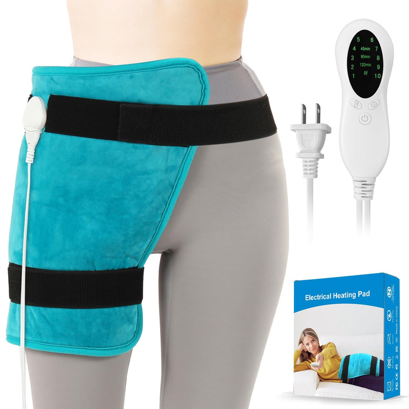 TABEKE Hip Heating Pad for Hip/Sciatica Pain Relief, Hip Support Brace, Lower Back/Thigh/Buttock Electric Heat Pad, Hot Physical Therapy for Men, Women Blue