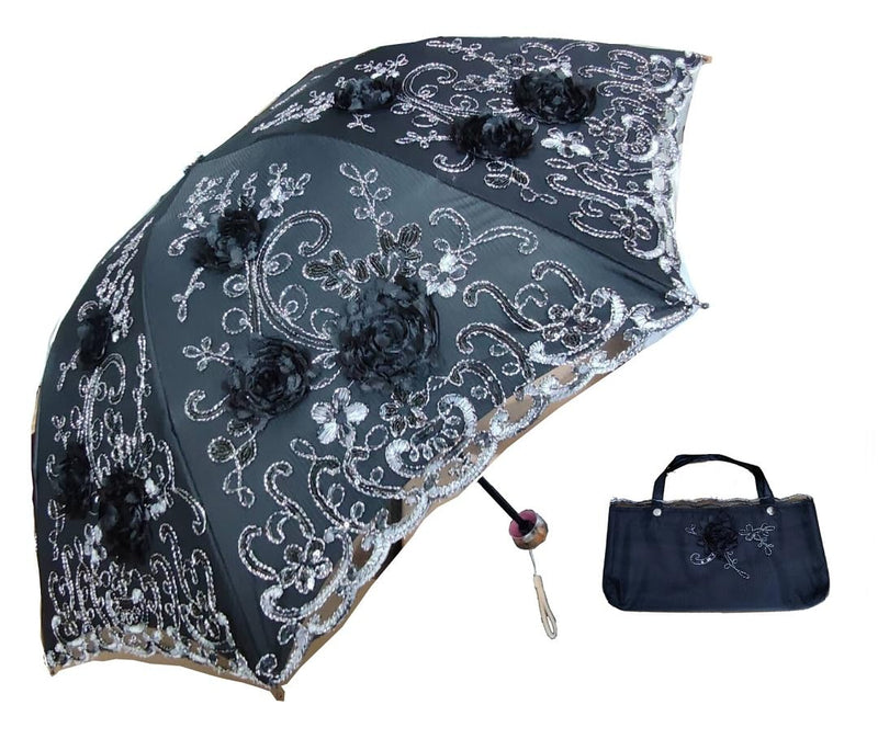 WENDIN Vintage Foldable Lace Parasol Gothic Umbrella rain Anti-uv Protection parasol sunblock umbrella dome Photo Props girls women lace umbrellas 3D flower Black