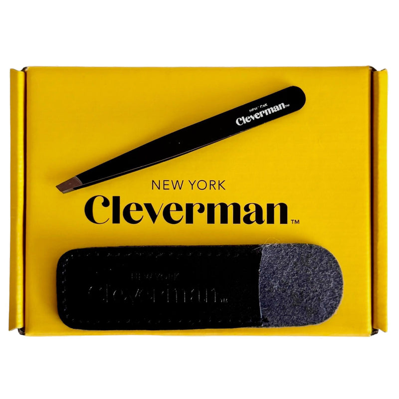 Cleverman Precision Slant Tweezer – Expert Eyebrow and Facial Hair Removal, Ideal for Ingrown Hair & Splinters, Travel Tweezer
