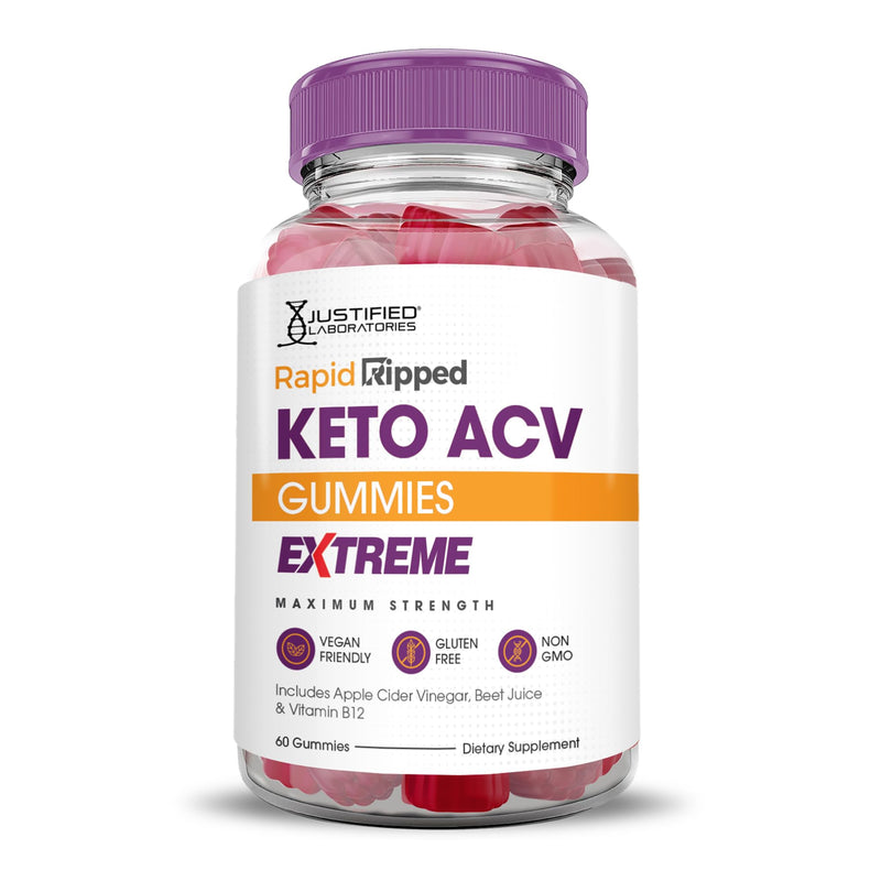Justified Laboratories Rapid Ripped Keto ACV Gummies Extreme (2000 mg) - 60 Count - Made with the Mother & Vitamin B12 - Non-GMO, Vegan, Gluten Free - 30 Servings 60 Count (Pack of 1)