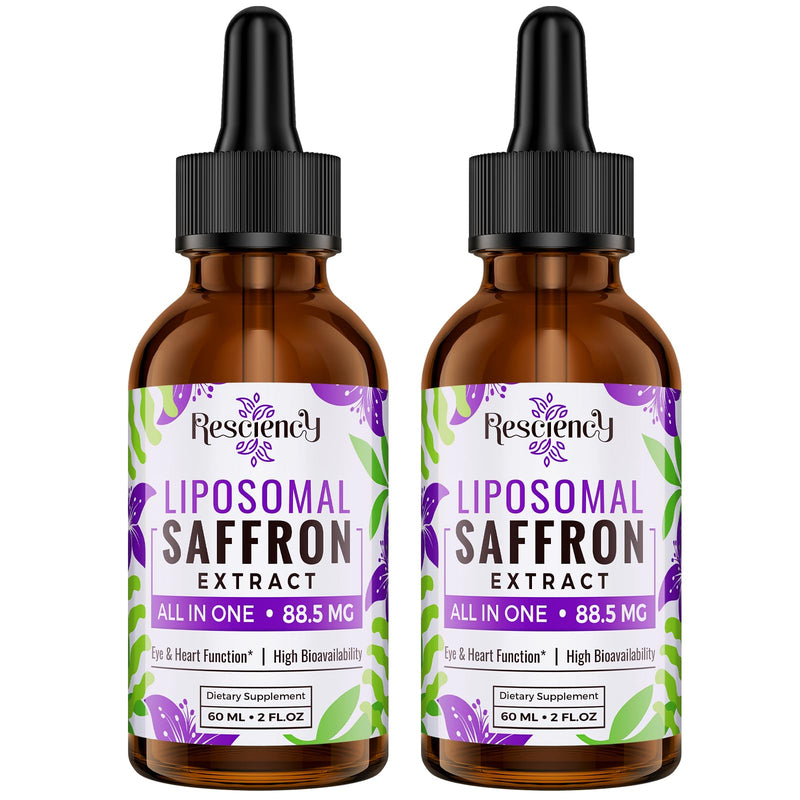 Saffron Supplements - 88.5 mg Saffron Extract Better Bioavailability Liposomal Drops for Mood, Energy, Vision & Focus with Ashwagandha, Turmeric, Magnesium, Zinc, Vitamin B12 & D3, 60 ml, 60 Servings | Liposomal Formula, With Ashwagandha, Magnesium, Zi...