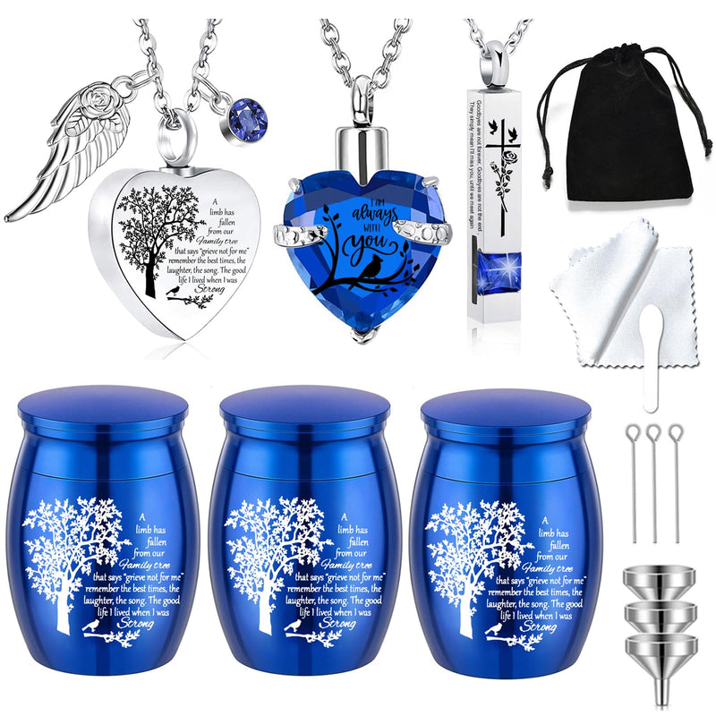 [Australia] - Cremation Urn Necklace for Ashes Set of 6- Small Cremation Urns for Human/Pet Keepsake Sharing Urns Memorial Ashes Holder-A Limb has Fallen from The Family Tree (6Pcs-Blue) 6pcs-blue 