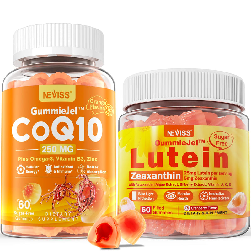 NEVISS Sugar-Free CoQ10 Gummies 60 Count + Lutein Gummies 60 Count