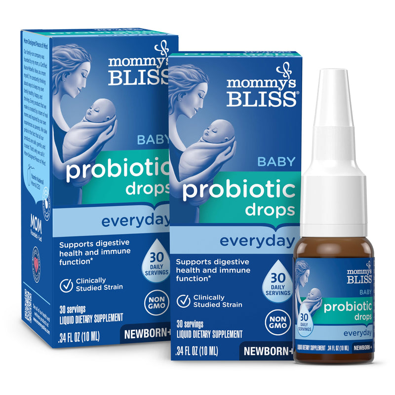 [Australia] - Mommy's Bliss Baby Probiotic Drops, Daily Gas, Constipation and Colic Symptom Relief + Immune Support, Newborns & Up, 0.34 Fl Oz (30 Servings), Pack of 2 Unflavored 0.34 Fl Oz (Pack of 2) 