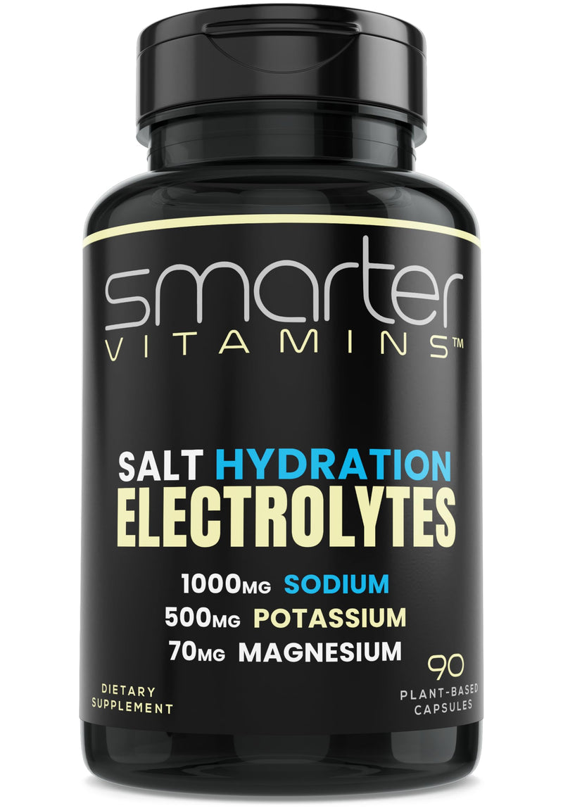 Electrolyte Capsules with 1000mg Sodium, Potassium & Magnesium, 90 Count | Formulated with chloride mineral salts and glycinate. Zero sugar, no mixing, convenient capsules, 30 servings