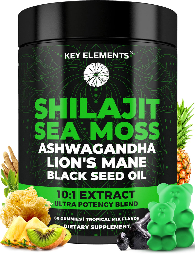 [Australia] - Organic Shilajit Gummies with Sea Moss Gummies - Shilajit Supplement for Immune Support - Pure Himalayan Shilajit and Ashwagandha with Sea Moss and Shilajit, Lion‚Äôs Mane Extract and Black Seed Oil 