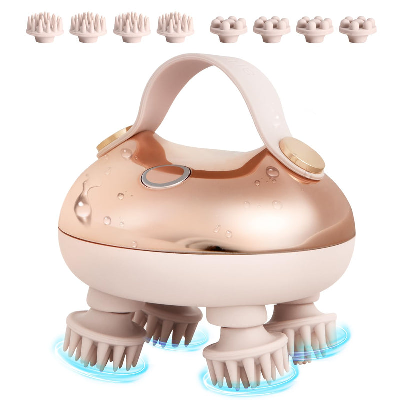 arboleaf Scalp Massager Kneading Head Massager Scalp Stress Relax Portable Rechargeable Hair Massager Shower Massage Waterproof Cat Massager Scratcher,Gift for Mom Dad | 128 massage nodes, 8 removable claws, cat scratcher, gift for Mom Dad Rose Pink