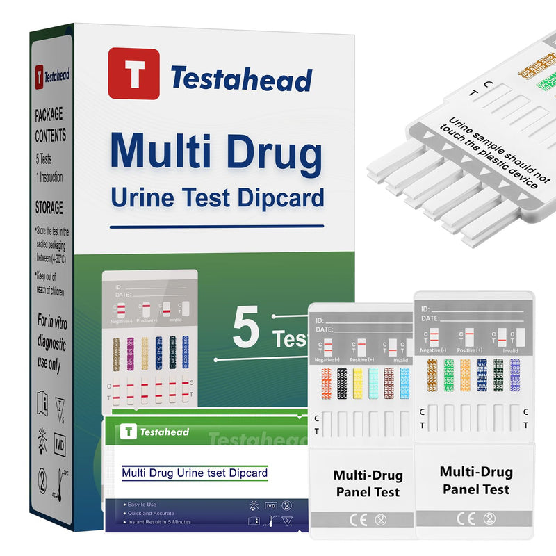 [Australia] - Drug Test Kit - 12 Panel Home Urine Test Strips for Marijuana(THC),COC, and More | Instant Results | 5 Pack for Workplace, Healthcare & Personal Use 