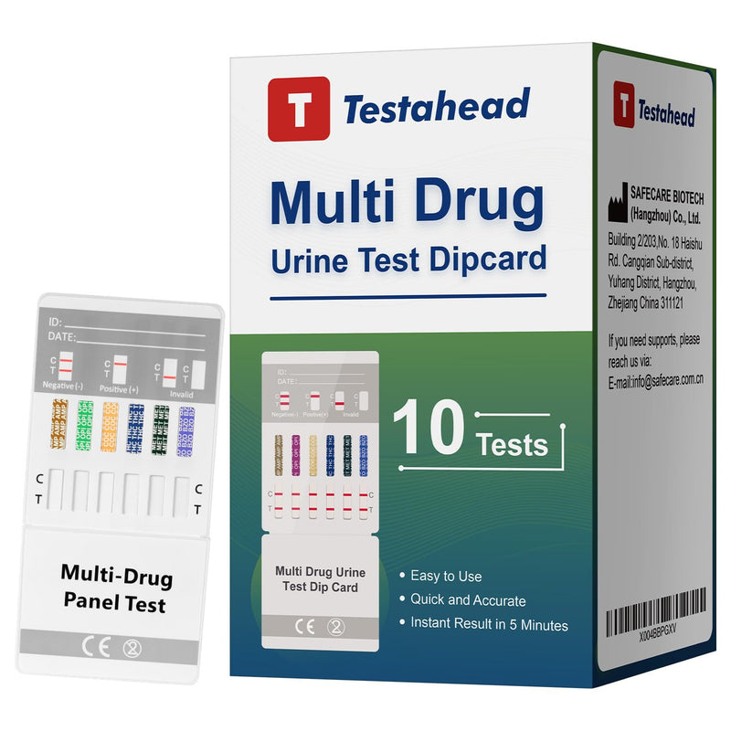 [Australia] - Drug Test Kit 10 Pack, Home Drug Tests, 6 Panel Drug Test Urine, Tests for Marijuana (THC),COC,OPI 2000,AMP,BZO,MET 