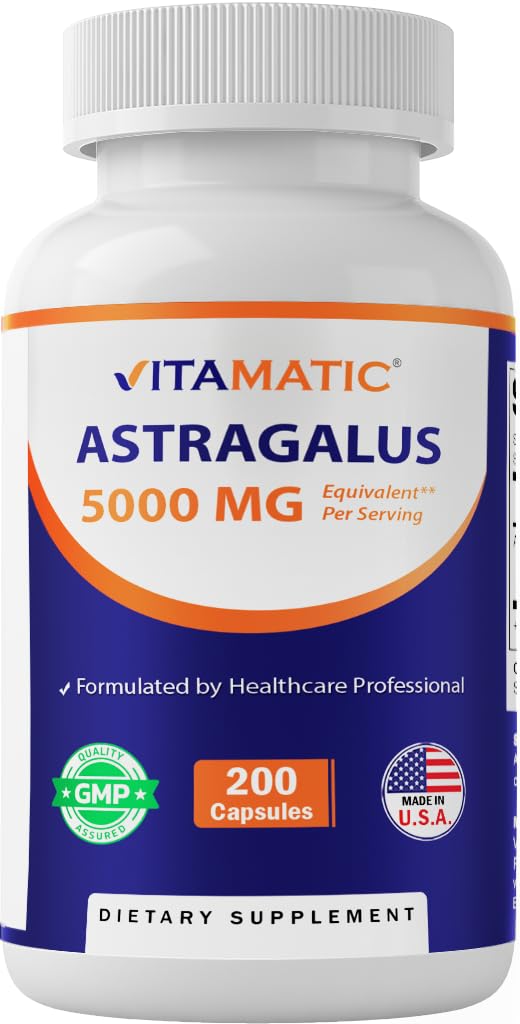 [Australia] - Vitamatic Astragalus Capsules 200 Veg Capsules - 10:1 Astragalus Extract 500mg - Non-GMO, Gluten-Free 