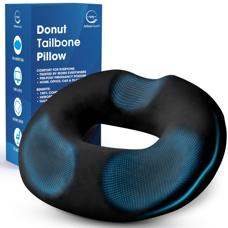 [Australia] - Donut Pillow for Tailbone Pain Relief with Non-Slip Washable Cover - Coccyx & Hemorrhoid Pillow, Doughnut Seat Butt Pillow for Sitting Pressure Relief, Bed Sore Cushions, Butt Cushion for Postpartum Full Support 