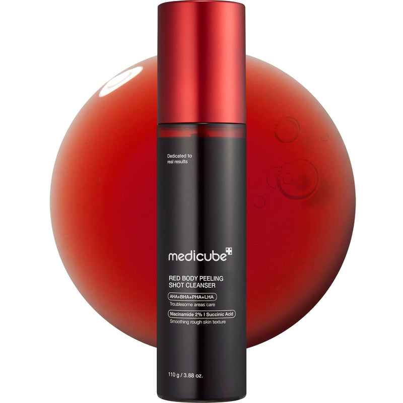 [Australia] - medicube Red Body Peeling Shot, AHA + BHA Exfoliating Body Spray for Summer-Ready Smooth Skin, Treats Strawberry Skin, Bumps & Breakouts, 3.88 oz 