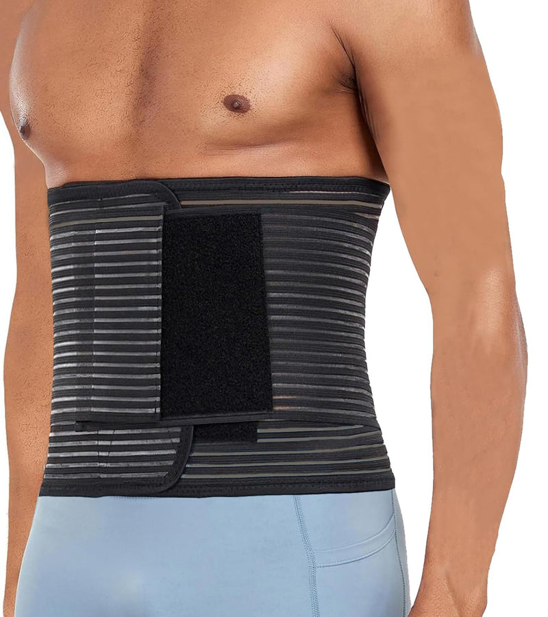 Abdominal Binder Post Surgery Hernia Support Belt Belly Wrap for Men Women, Post-Surgery Stomach Compression Belly Band for Post C Section, Natural Birth, Abdominal Injuries (Black, Large) Black