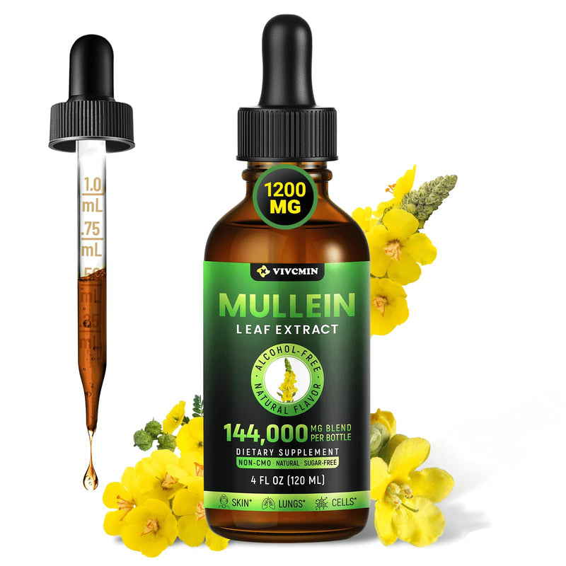 [Australia] - Mullein Drops for Lungs, 3-in-1 Mullein Leaf Extract for Lungs Health, Herbal Respiratory Lung Health Support Supplement, Support Immune & Digestive Wellness, Sugar & Alcohol-Free - 4 FL OZ No Flavor 4 Fl Oz (Pack of 1) 