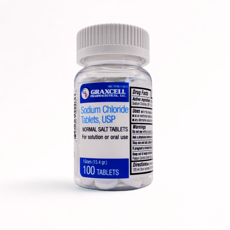 [Australia] - Sodium Chloride Tablets 1gm | Electrolyte Salt for POTS Syndrome and Dysautonomia Support | Rapid Rehydration| 15.4gr. | 100 Count | Made in The USA 