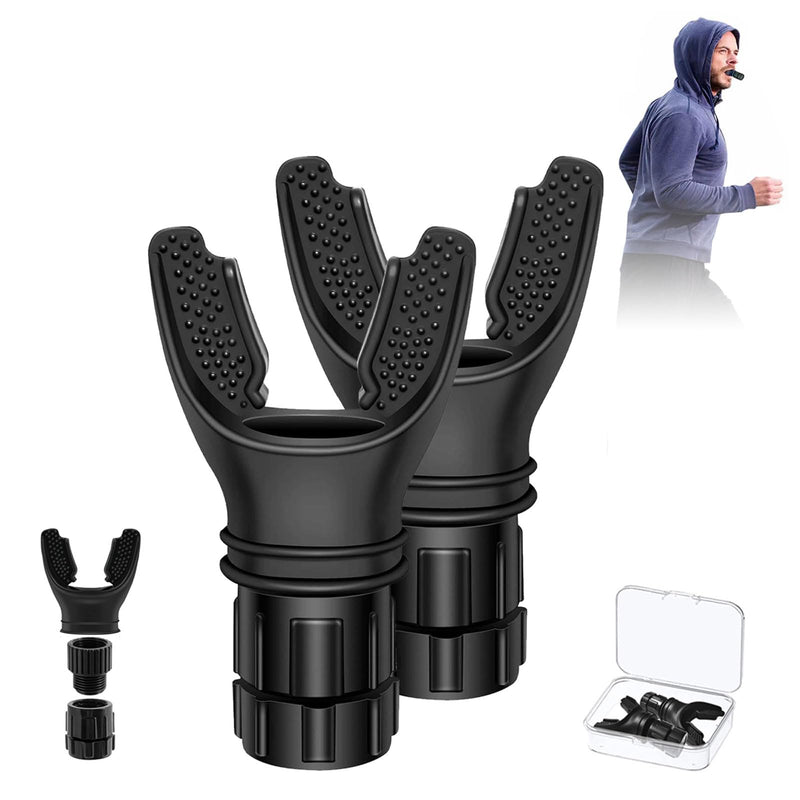 [Australia] - Breath Trainer, Portable Breathing Trainer for Men with Adjustable Resistance, Improve Endurancee and Strength for All,Daily Lung Trainer, Easy to Clean, 2PCS (Black) 