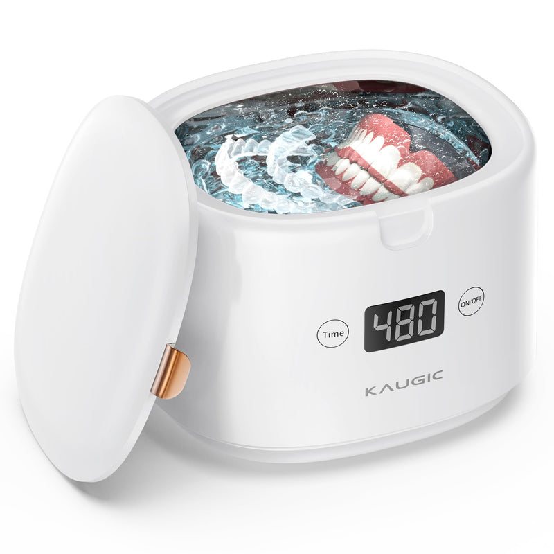 [Australia] - Retainer Cleaner with Upgraded MCU, 30W/45kHz Ultrasonic Frequency, 230ML Portable Retainer Cleaner Machine for Mouth Guards, Dentures, Night Guard, Aligner -White White 