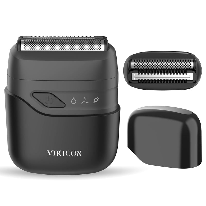 [Australia] - VIKICON® Electric Foil Shavers for Men, Compact Travel Face Shaver, Mini Razor for Shaving Face, Portable On-The-Go Shaver w/Dual Floating Blades, Close Shave Stubble Trimmer USB-C, Gifts for Dad Him 
