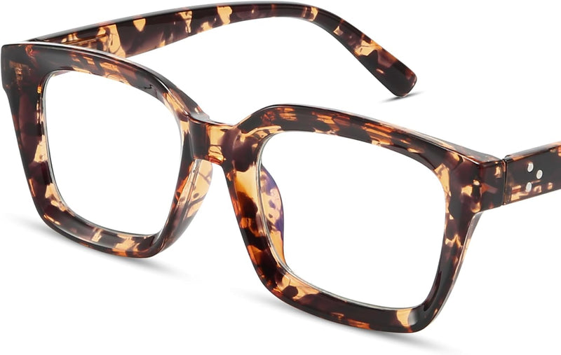 [Australia] - IBOANN Oversized Blue Light Glasses for Woman, Funky Fashion Glasses With Preppy Look, Reduce Screen Fatigue Computer Glasses Medium A1 Coco Tortoise 1 