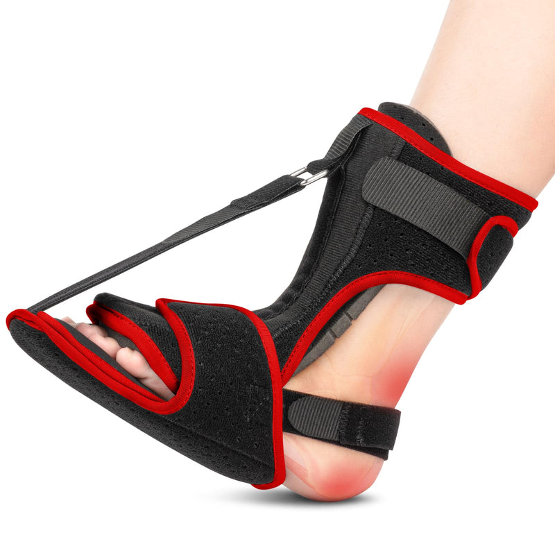 [Australia] - Plantar Fasciitis Night Splint: 2024 Upgraded Plantar Fasciitis Brace for Women Men Plantar Fasciitis Relief Achilles Tendonitis Foot Drop Heel Spur Pain Black-Red 