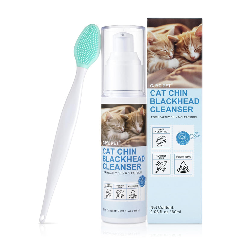 Cat Chin Acne Cleanser - Deep Cleansing & Soothing Formula | Gentle & Effective Black Chin Treatment - Silicone Brush Included - 2.03 fl. oz Blue - PawsPlanet Australia