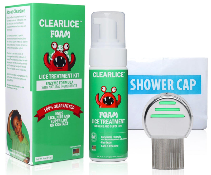 [Australia] - Treatment Kit for Kids & Adults Guaranteed to End Lice in 1 Hour, Extra Strength Treatment for Family to Remove Super Lice, Nits & Eggs - Includes 5oz Foam Treatment, Comb & Cap Lice Treatment Kit 