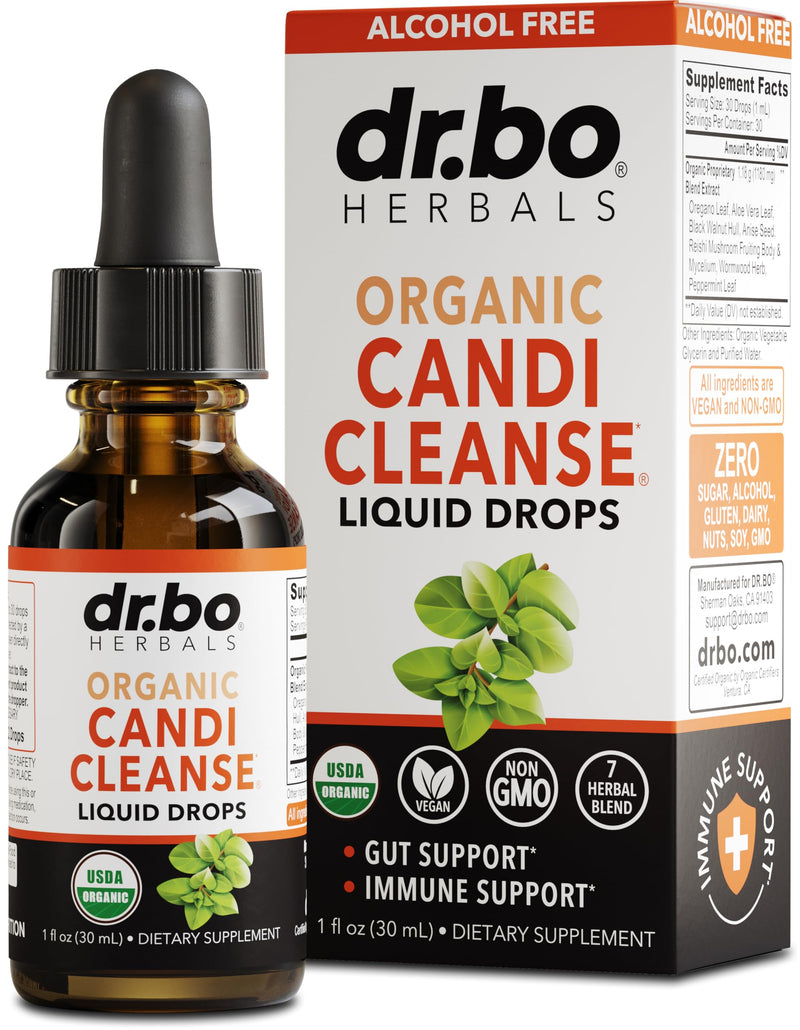 [Australia] - Candi Cleanse Support Supplement Drops - Organic Oregano Oil Drops Liquid & Black Walnut Wormwood - Extra Strength Overgrowth Balance Complex, Natural Oral Gut Cleanser Detox Health Supplements 1 oz 