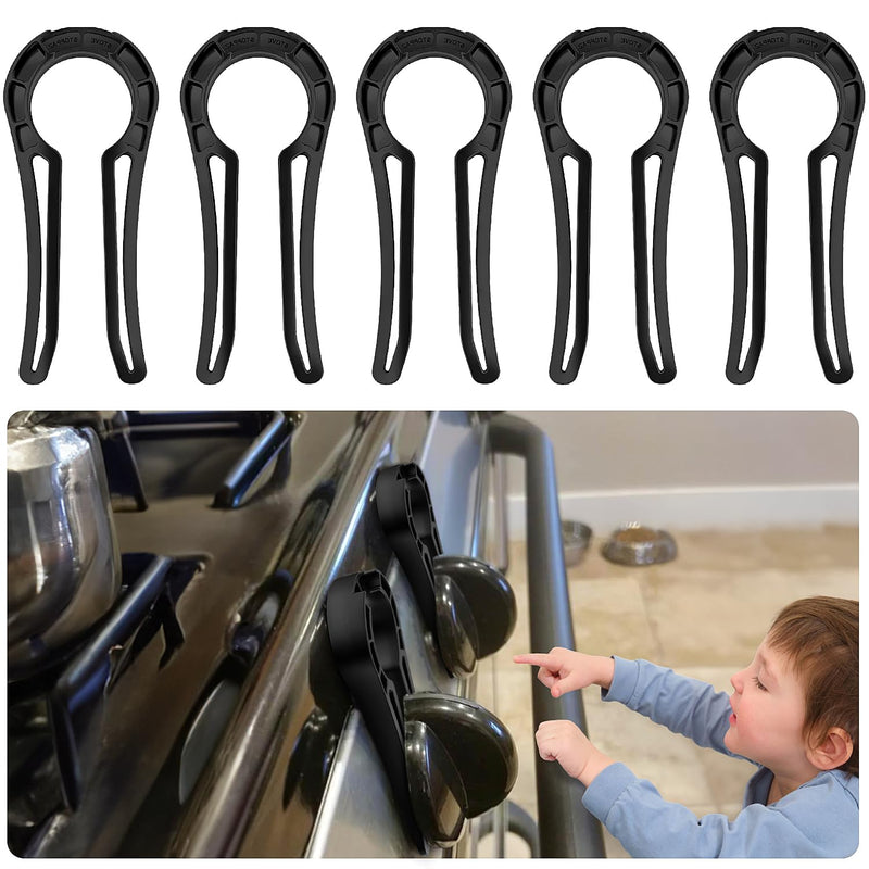 [Australia] - Gas Stove Safety Knob Lock, Baby Proof Stove Oven Locks, Kids Proof Stove Guard, Clear (Pack of 5) Black 