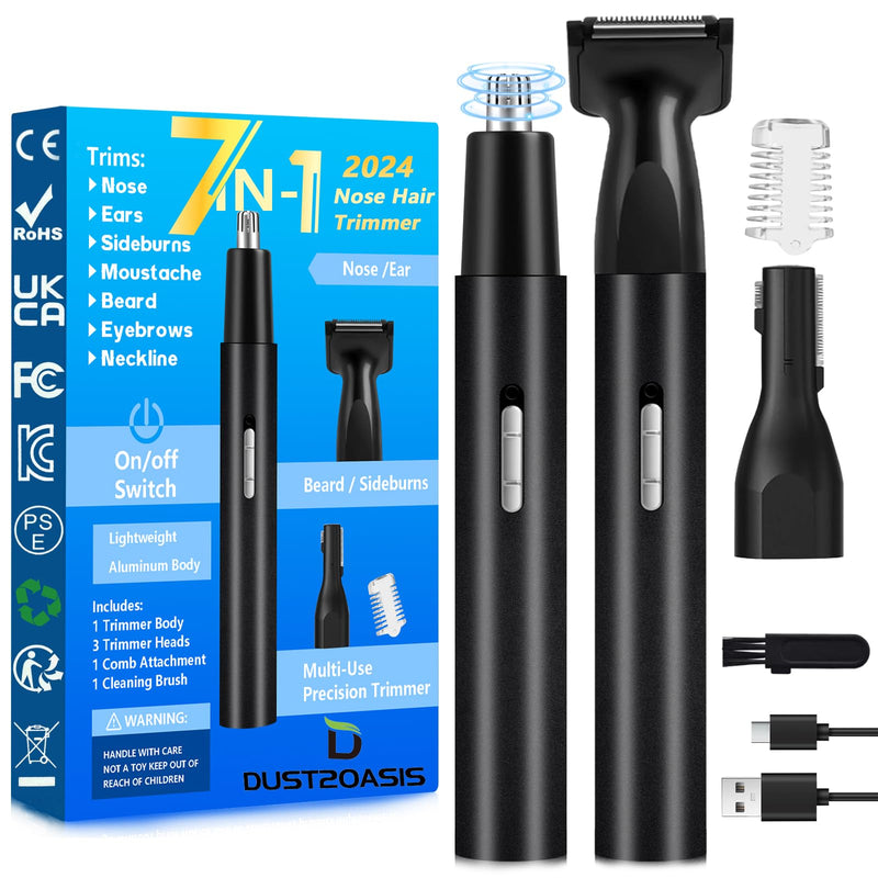 [Australia] - Nose Hair Trimmer for Men Women-2025 All-in-1 Professional Use for Nose Ear Hair Trimmers Clipper Pro-14,000RPM Motor,2 hrs Rechargeable Hair Trimmer Set with Dual Edge Blades Black 