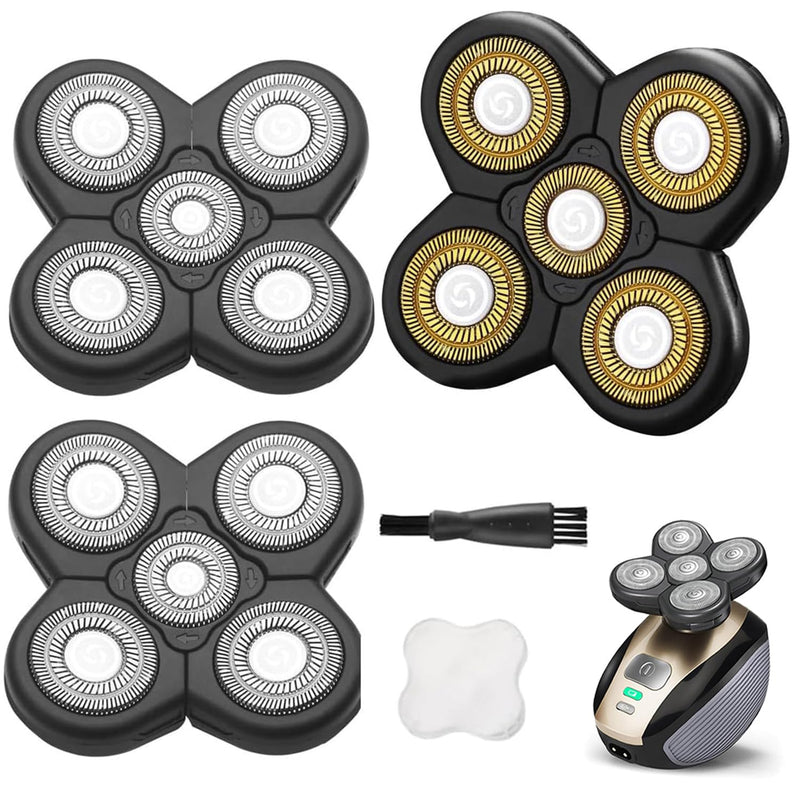[Australia] - 3PCS Universal 5 Blades compatible with Freedom Gold Shaver, Head Shaver Replacement heads 2 Silver + 1 Gold 