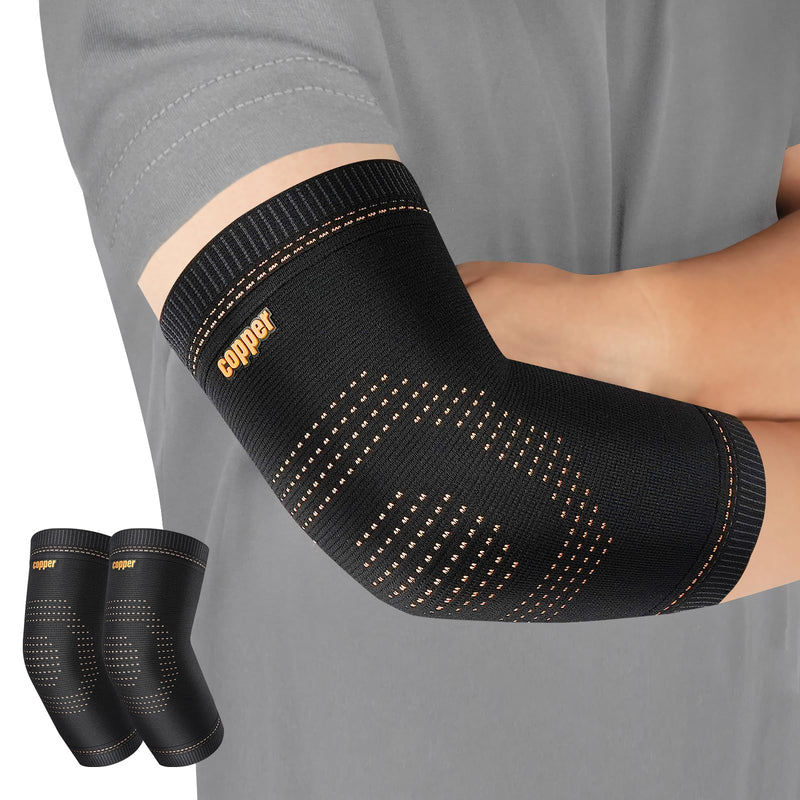 [Australia] - Copper Elbow Sleeve,Elbow Compression Sleeve, Elbow Brace For Tendonitis and Tennis Elbow,Golfers, Arthritis, Bursitis. Elbow Pain Relief,Weightlifting, Fit for Men & Women Medium Black 