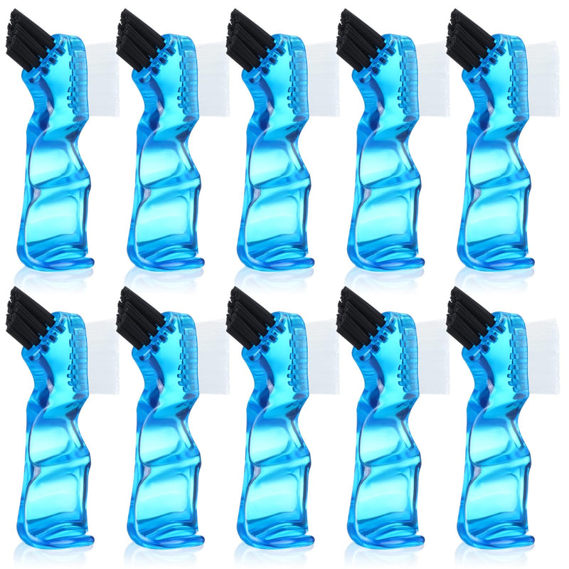 [Australia] - Tioncy 10 Pcs Small Portable Denture Brushes Double Sided Mini Denture Cleaning Toothbrush for False Teeth with Multi-layered Bristles and Blue Handle for False Teeth Hygiene Cleaning Care 