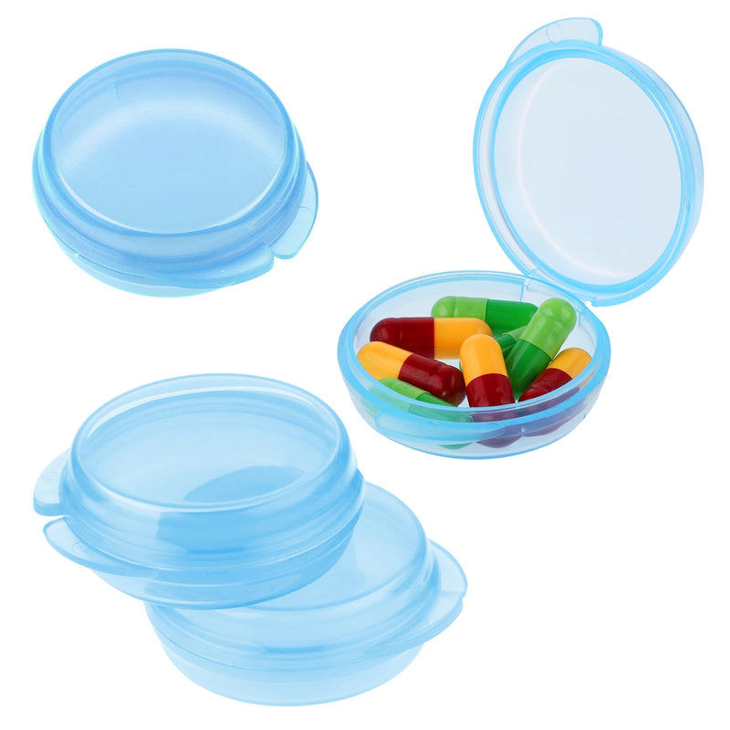 4 Pcs Mini Pill Organizer Small Pill Box Cute Portable Pill Case, 4 Blue | for Pocket Purse, Travel Storage Containers, Earplug Case, Medicine Dispenser, Vitamin Holder