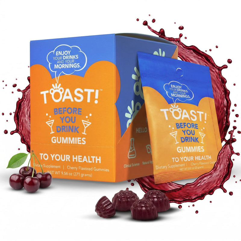 Toast! Before You Drink Gummies - Alcohol & Liver Support Recovery & Relief | Supplement for Drinking & Better Morning - 10 Packs of Gummies for Detox 10 Pack