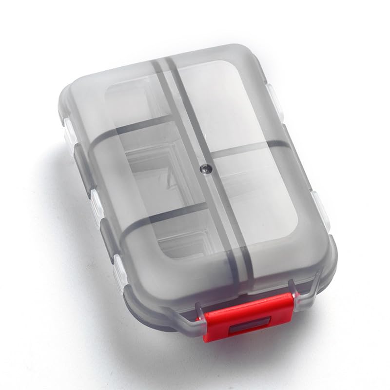 Weekly Travel Pill Organizer Box, 10 Compartments Small Fold Case | Medicine Holder, Daily AM PM Morning Night Pocket Travel Capsule Dispenser for Vitamin, Fish Oil, Supplement, Tablet, Grey 10 slot
