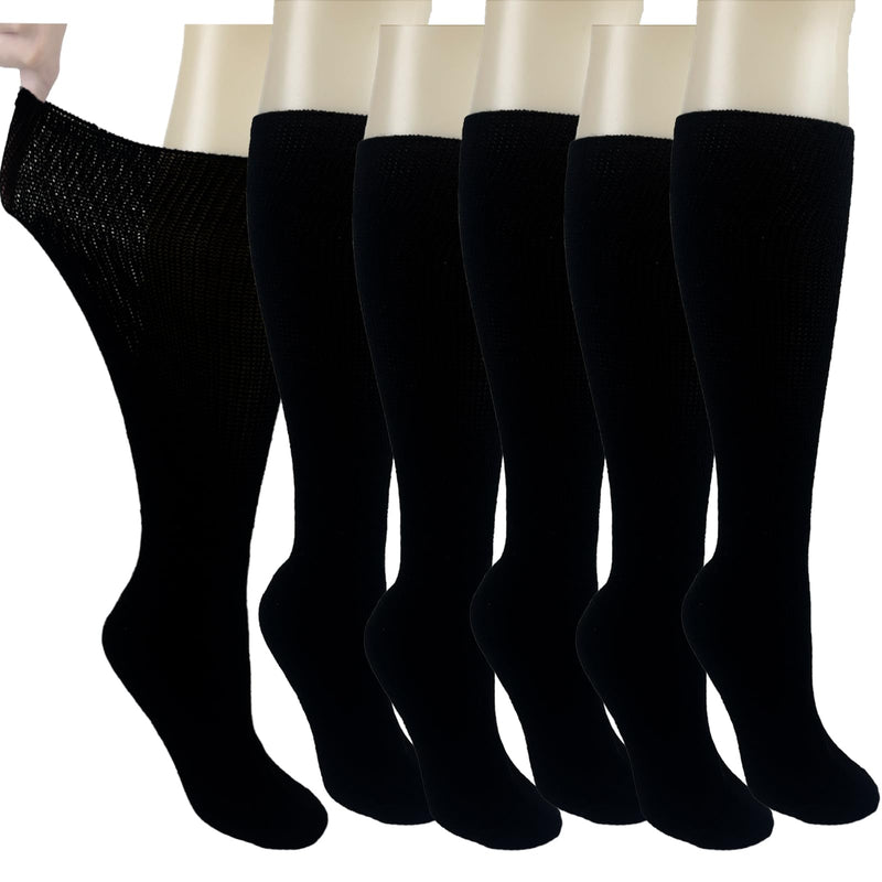 [Australia] - Diabetic Socks Extra Width Non Binding 3 Pairs Bariatric Sock Men Women Neuropathy Hospital Swollen Socks One Size Black-3pairs 