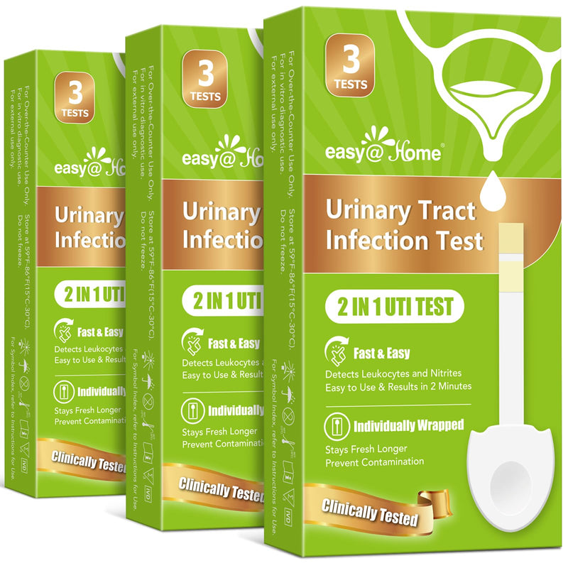 [Australia] - Easy@Home UTI Test Kit - UTI Test Strips for Women Urinary Tract Infection Testing Detect Leukocytes and Nitrites Home Urine Dipsticks Tailored Handle Design OTC Use (9 Pack) UTI-EZU-102:9 