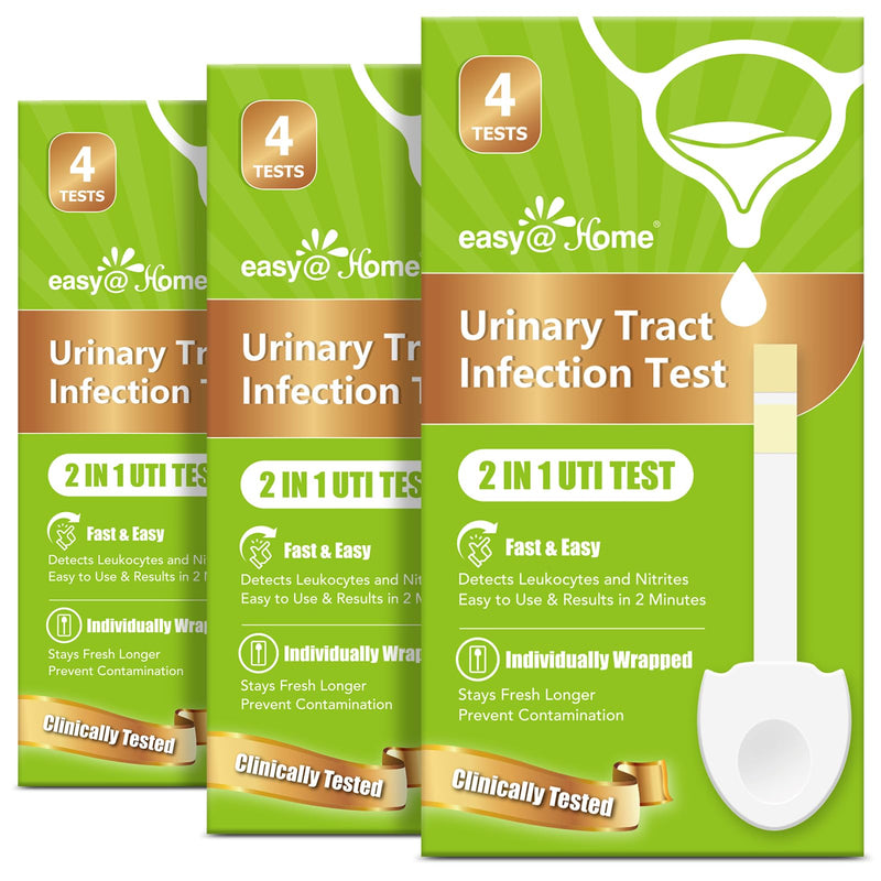 [Australia] - Easy@Home UTI Test Strips for Women, Urinary Tract Infection Test Detect Leukocytes and Nitrites, Home UTI Testing Kit Tailored Handle Design Less Mess OTC Use (12 Pack) UTI-EZU-102:12 