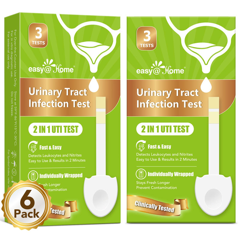 [Australia] - Easy@Home UTI Test Strips - Urinary Tract Infection Test Strip for Women Home UTI Testing Kit Detect Leukocytes and Nitrites Urine Dip Sticks Tailored Handle Design Less Mess (6 Pack) UTI-EZU-102:6 