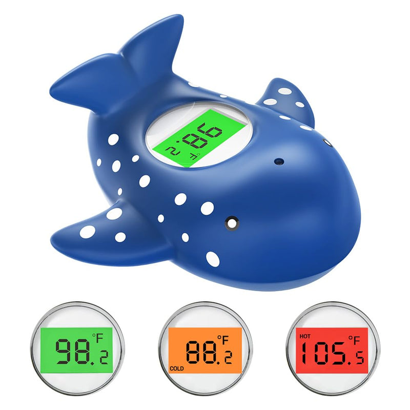 [Australia] - Baby Bath Thermometer, Infant Digital Water Thermometer Safety with 3 Color Backlit and Temperature Warning, Room Thermometers Floating Toy for Infant, Toddler, Bathtub, Swimming Pool (Navy Blue) Navy Blue 