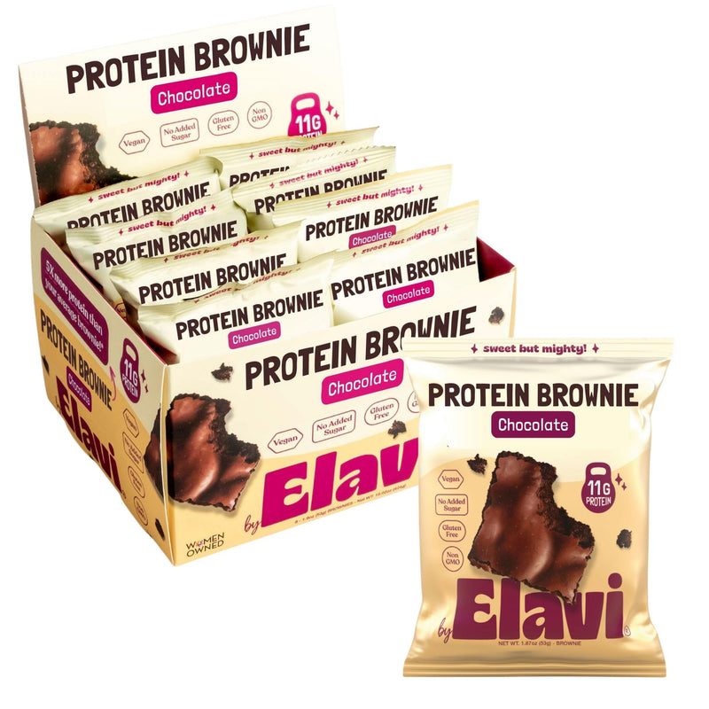 [Australia] - Elavi Protein Brownie, 11g Protein, Non-Dairy, Vegan & Gluten Free, Delicious Guilt-Free Snack | No Artificial Flavors, No Added Sugar, No Sugar Alcohols, High in Fiber (Chocolate Fudge) 