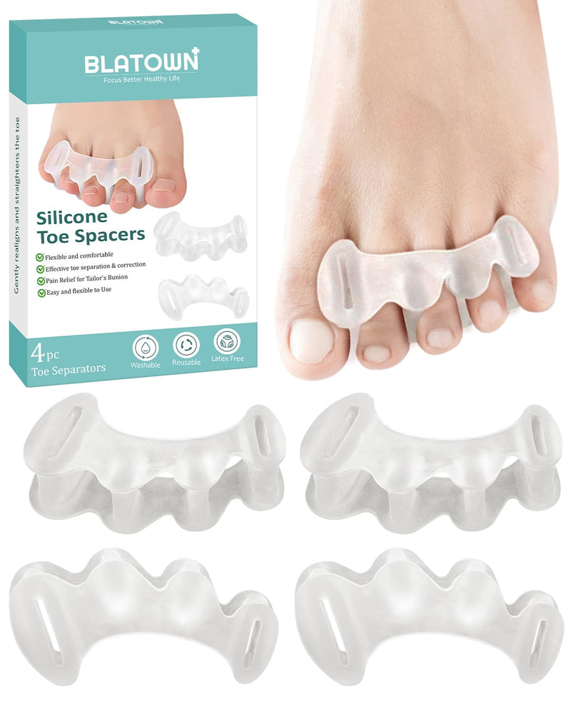[Australia] - 2Pairs Toe Spacers Silicone Gel Toe Separators Correct Women Men Bunion Toes, Soft Toe Spreaders, Hammer Toes Corrector, Big Toe Straightener for Plantar Fasciitis, Foot Relief(Clear) 