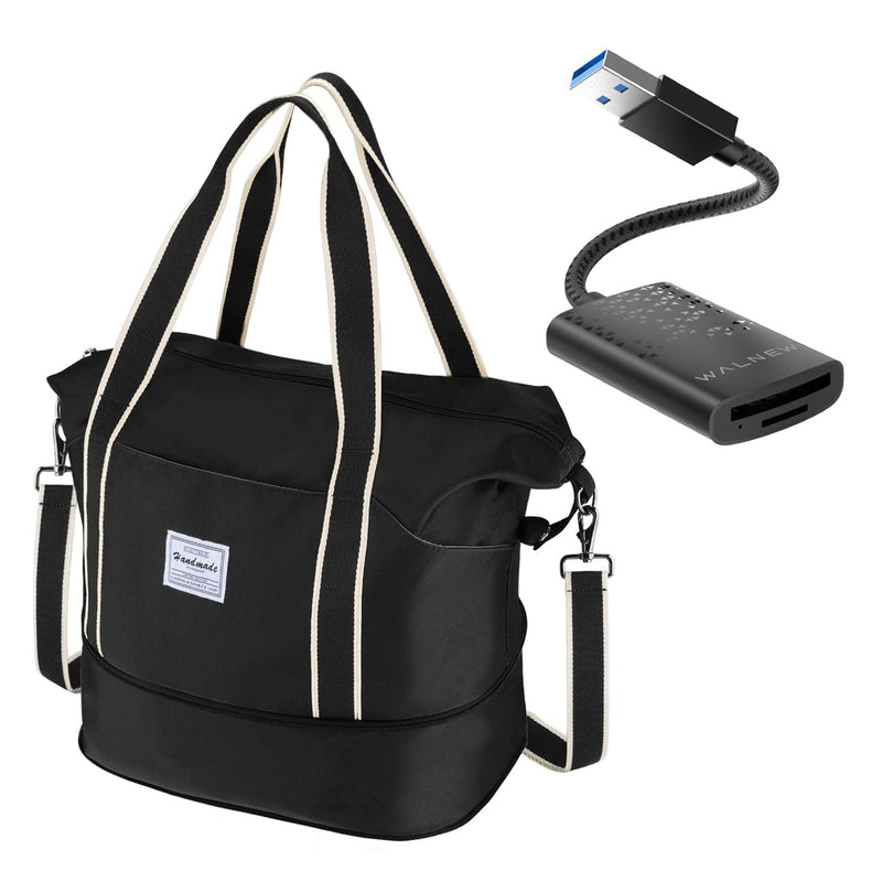 WALNEW Travel Duffel Bag & SD 4.0 USB 3.0 Memory Card Reader Bundle